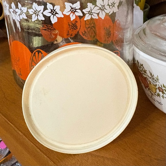 Vintage Anchor Hocking Orange Blossom Glass Juice Carafe Juice Pitcher With Lid - Picture 5 of 11